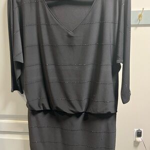 White House Black Market Black Studded Long Sleeve Dress